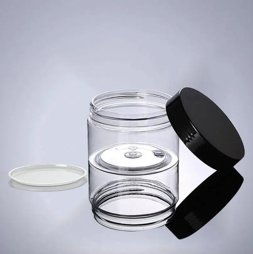 150G transparent PET cream bottles with black lid ,5 ounce plastic cosmetic container wholesale