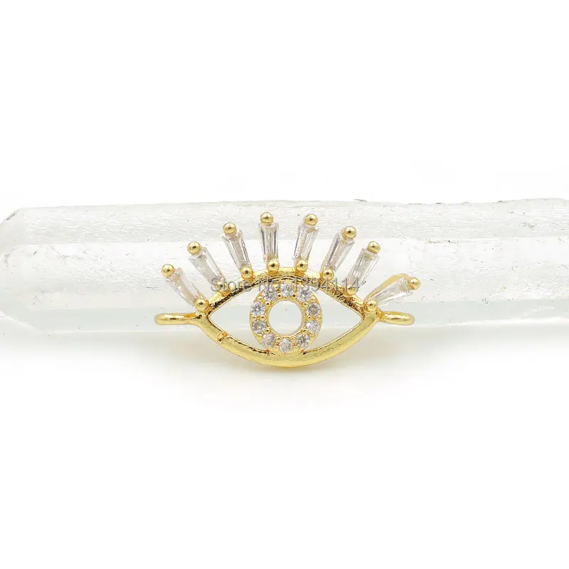 20*11*2mm Micro Pave Clear CZ Piercing Eye Connector nadaje się dla kobiet jako akcesoria do bransoletek DIY