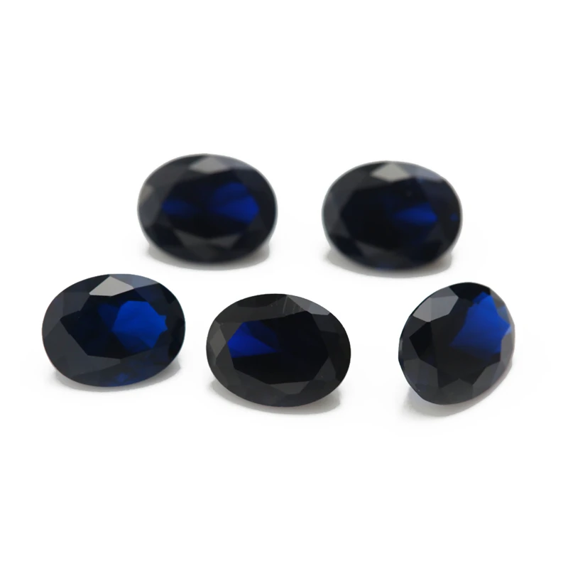 Oval geschliffene, synthetische Spinell-Blau-Steine in verschiedenen Größen (3x5mm bis 10x12mm) für die Schmuckherstellung, einschließlich der Größen 106, 109, 112, 113, 114, 120. – Detail 13