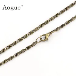 45cm Antique Brass And White K Iron Metal Punk Chain Necklace flat box chain necklace With Lobster Clasp For DIY Jewelry 2pcs