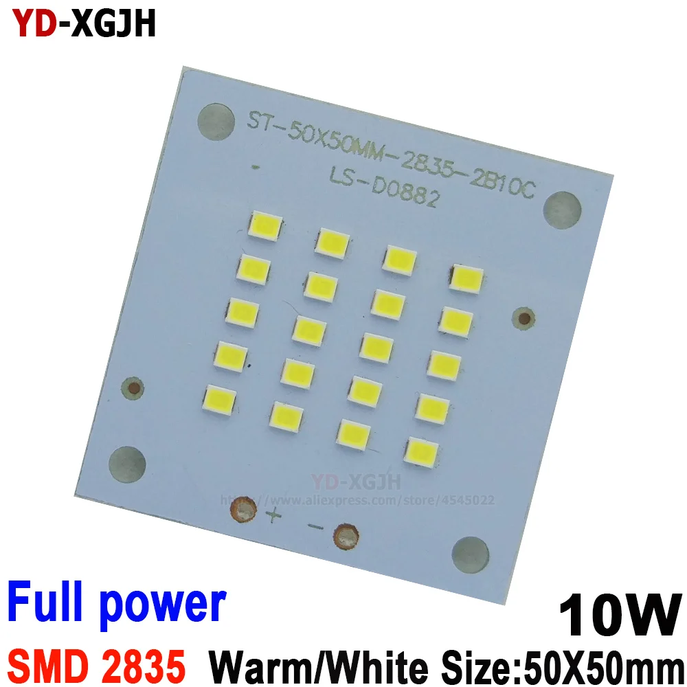 Smd 2835 LEDチップ照明、PCBボード、100% フルパワー、ホワイトウォーム、1000lm、50x50mm、10w、スポットフラッドライト、20個