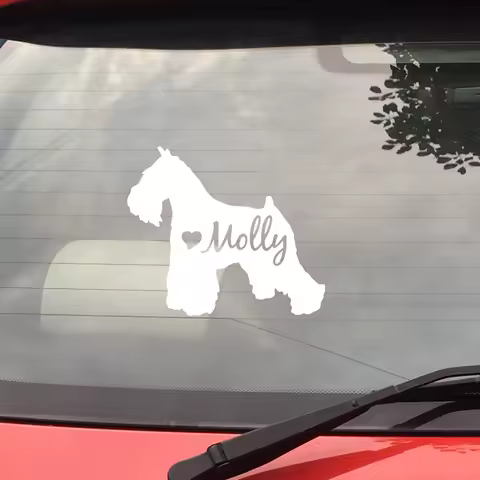 Lovely Schnauzer Vinyl Decal Sticker Car Laptop Decor , Custom Dog Name Personalized Pet Decals Schnauzer Art Decoration