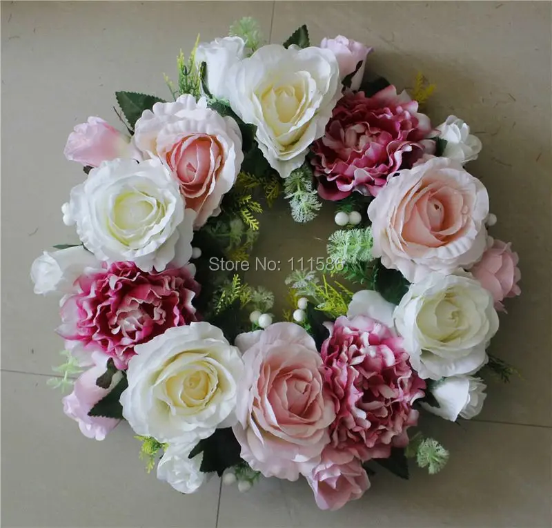 Wedding table centerpiece candle stick flower Artificial Decorative Flowers Wreaths Wedding Silk Rose Flowers Wreath Crown