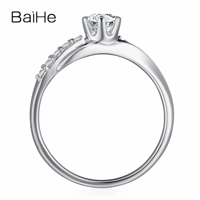 BAIHE Solid 18K White Gold 0.20ct FG/SI Natural Diamond Ring Women Engagement Trendy Fine Jewelry Making Anel diamante Кольцо