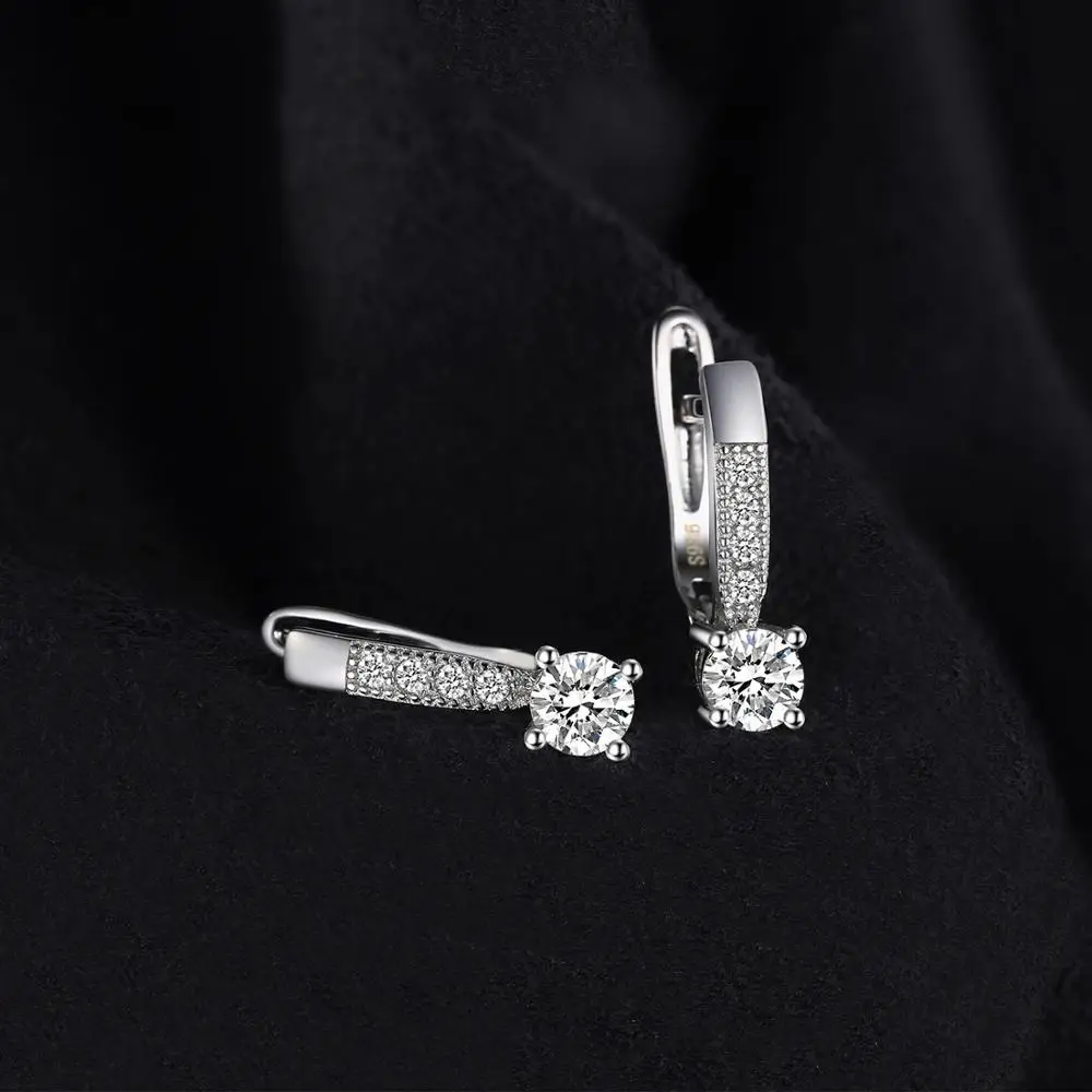 JewelryPalace Fashion Cubic Zirconia 925 Sterling Silver Clip Huggie Earrings for Women Girl Gift