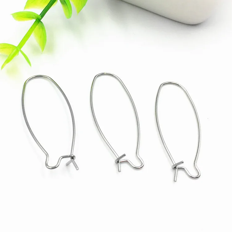 

100pcs 0.8x39x14mm 316L Stainless Steel Hoop Earring Components Kidney Ear Wires Jewelry Making DIY Findings