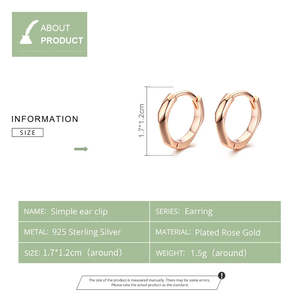 Bamoer Tiny Oorringen Voor Vrouwen Rose Gouden 925 Sterling Zilveren Geometrische Eenvoudige Oor Hoepels Minimalistische Fijne Sieraden BSE119