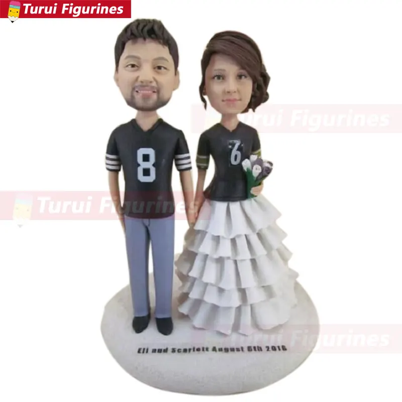 Football Personalized Wedding Cake Topper Custom Football Bobble Head Personalized Football Wedding Cake Topper Football Cake To