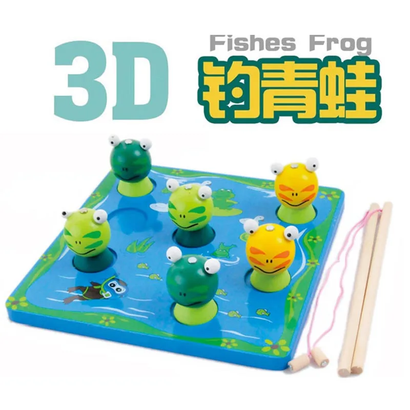 

Children's wooden toys puzzle children fishing toys cute fishing frog game parent-child early childhood toys