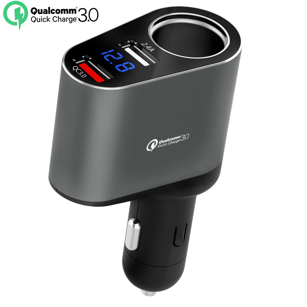 

Quick Charge QC3.0 Car Charger,5V 2.4A Fast Charger Dual USB Car Charger with Voltage Meter, Cigarette Lighter Charger