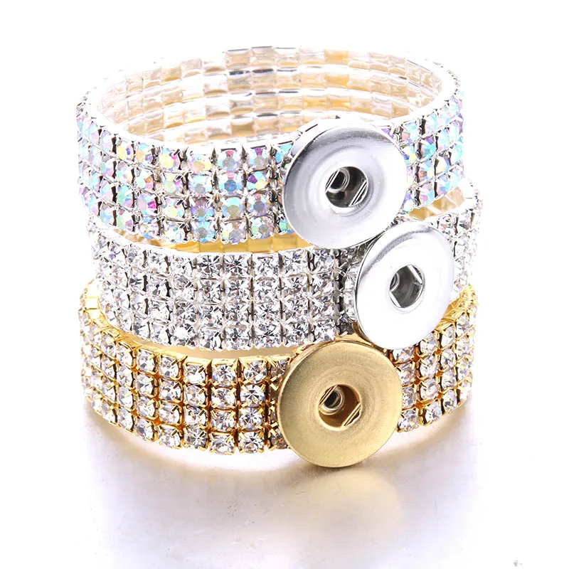 Boom Life New Rhinestone Snap Bracelet For Women Fit DIY 18mm Snap Jewelry Elastic Snap Buttons Bracelet Jewelry 2385