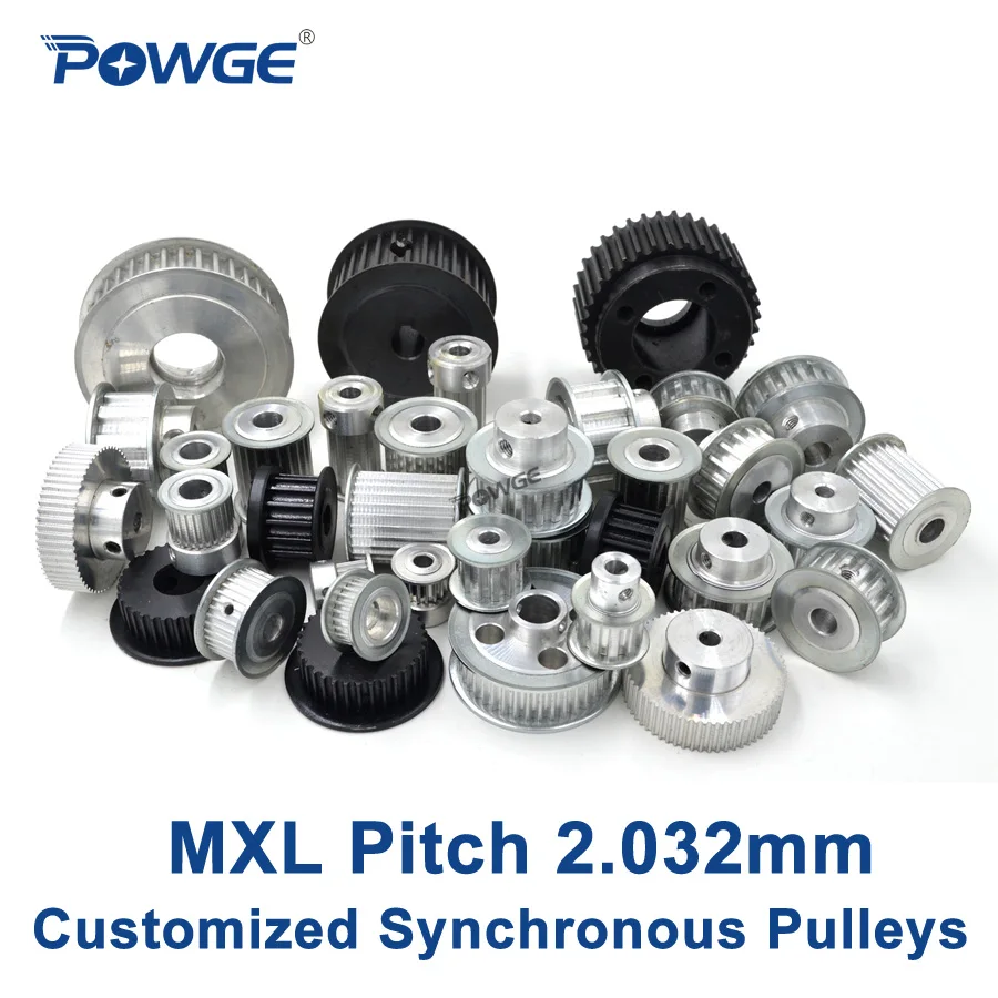 

POWGE Inch Trapezoid MXL Timing pulley pitch 2.032mm wheel Gear Manufacture Customizing all kinds of MXL Synchronous pulley Belt