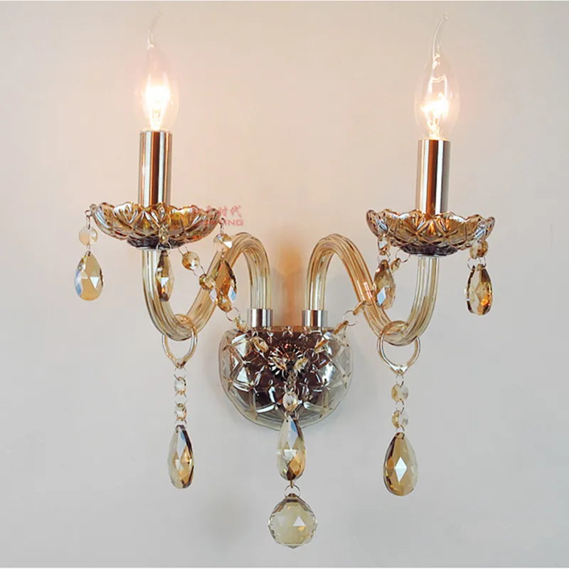 

Loft Antique Led Candle Wall Lamp Cognac Crystal wall Fixture Led Lamparas Bedroom Kitchen lighting Retro Indoor Wall Light LED