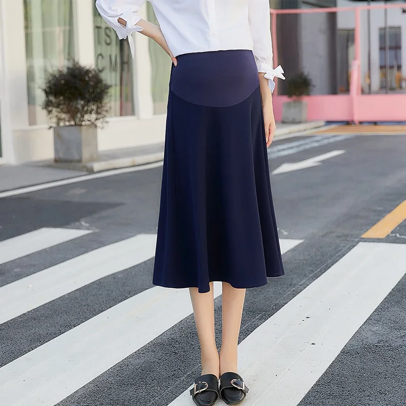 2024 New Fashion Korean Version of the Stretch Maternity Skirt Stomach Lift Skirt Summer Loose Half Body Pregnancy Dress