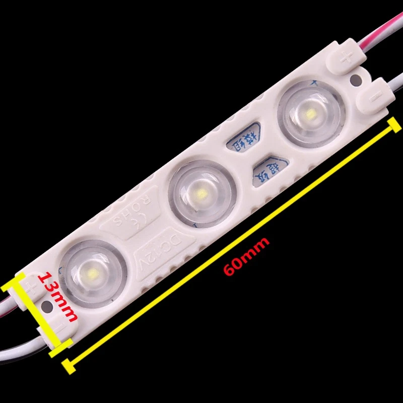 100pcs/lot 3 LEDS 2835 injection LED Module lens 160 degree DC12V 1.2W Waterproof advertising light billboard LED Sign