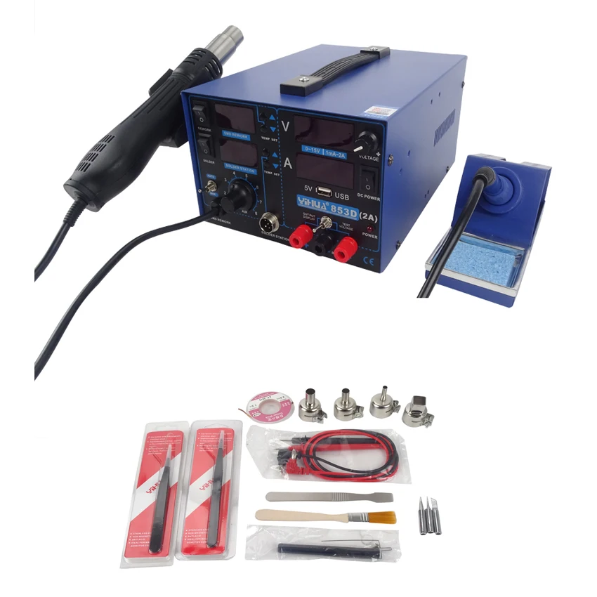 853D 2A Soldering Station Hot Air Gun Welding Machine Soldering Iron 110/220V Hot Air Desoldering Station Machine 1PC