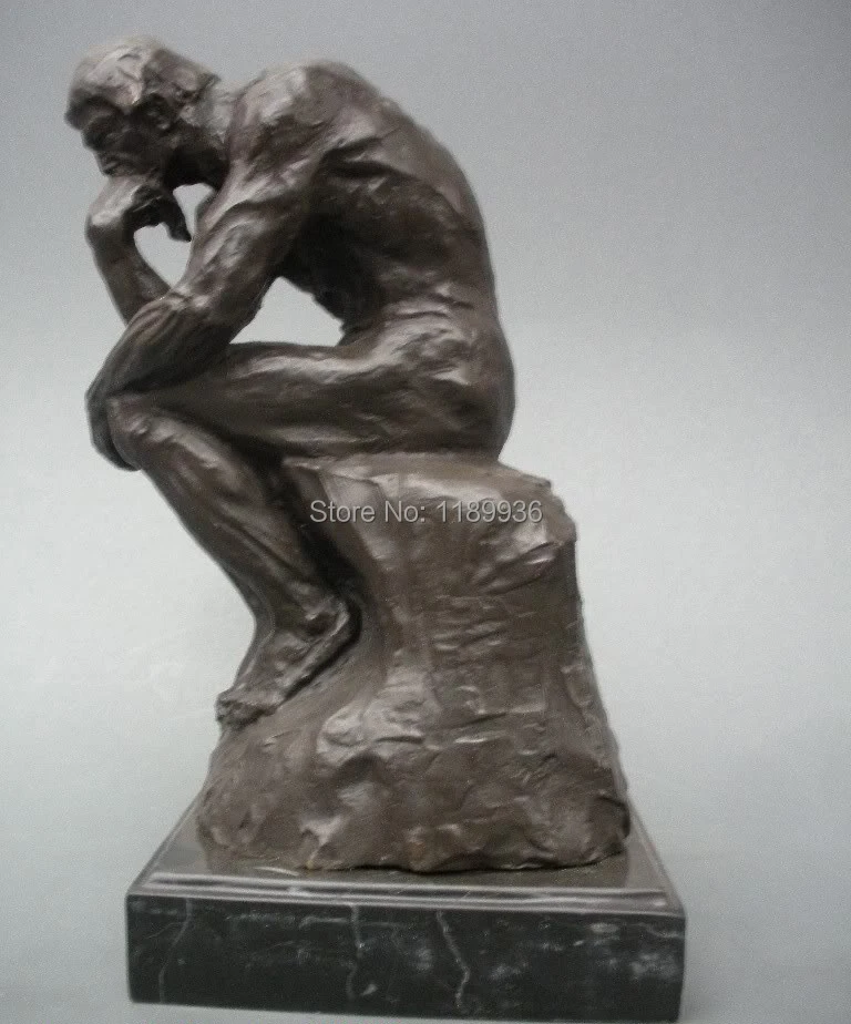 Classic Pure Bronze Marble Thinker Art Decoration