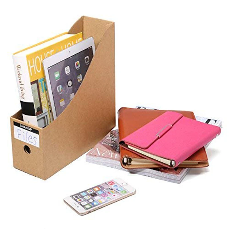 Magazine File Holder Organizer Box,Drawer Kraft Paper File Holder Office Supplies Desk Storage Organizer Documents File Box