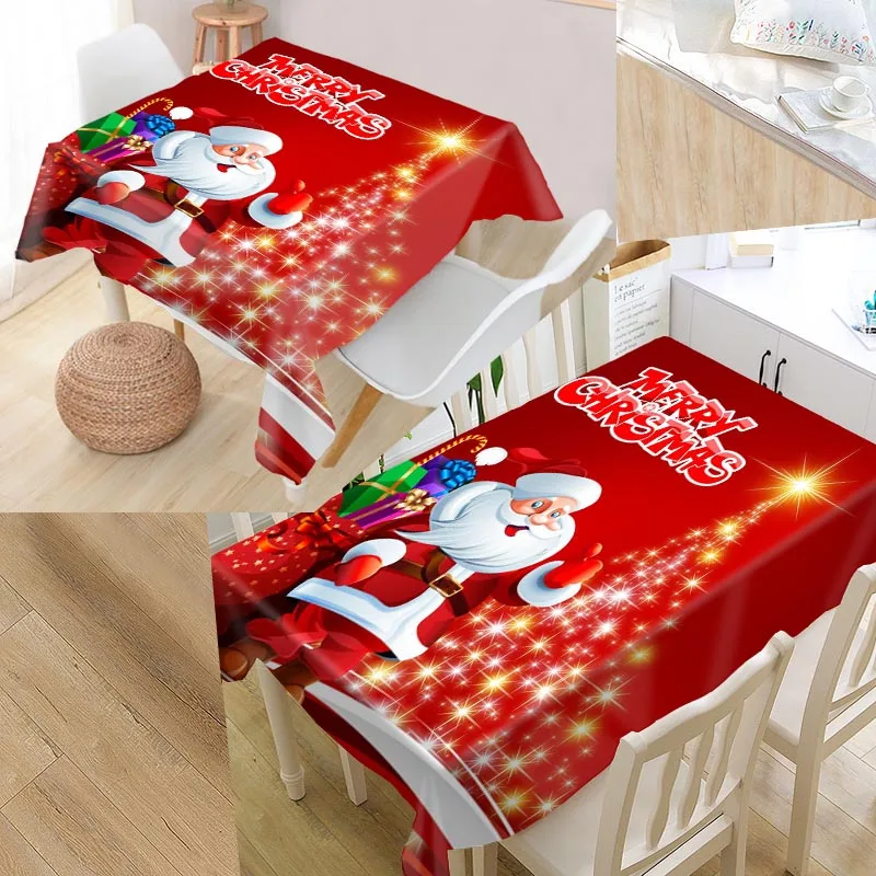 

Merry Christmas Custom Table Cloth Oxford Print Rectangular Waterproof Oilproof Table Cover Square Wedding Tablecloth