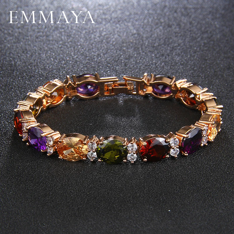 EMMAYA Fashion Woman CZ Jewelry Stunning Oval Shape CZ Stone Bracelet Bridal Wedding Jewelry Gift