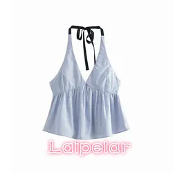 Korean fashion ruffles striped shirt Summer women tops and blouse Sexy backless off shoulder top Casual boho women blouses