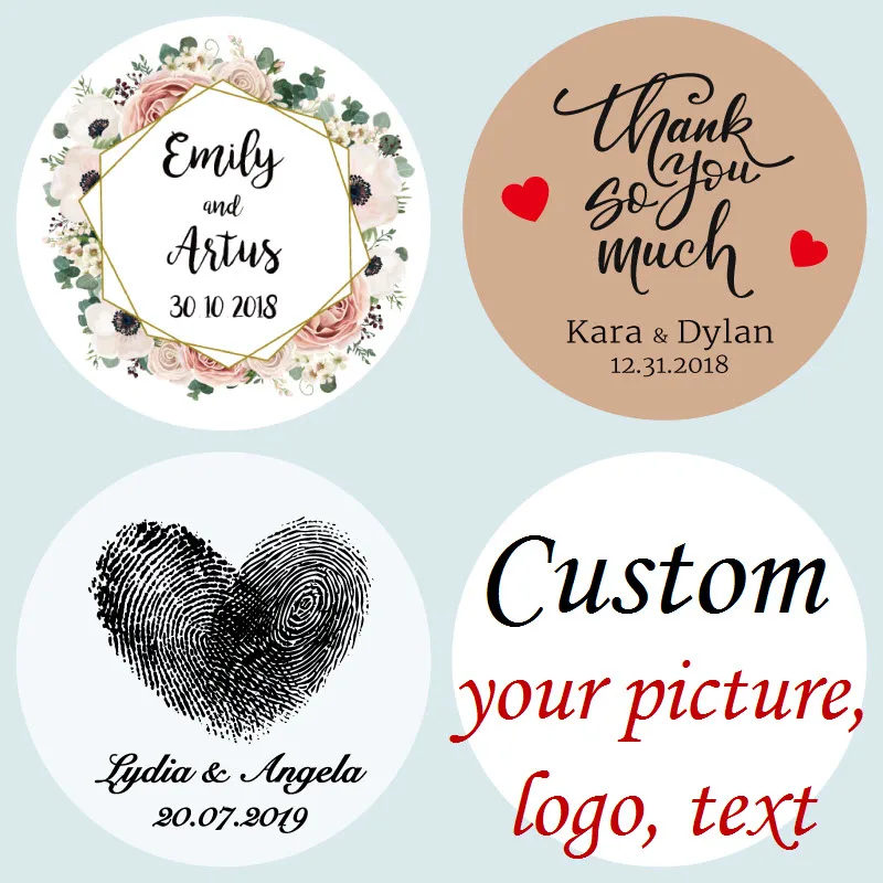 Pegatinas personalizadas para boda, logotipo, foto, bautismo, cumpleaños, pestañas, labios, venta al por mayor, 100 unidades