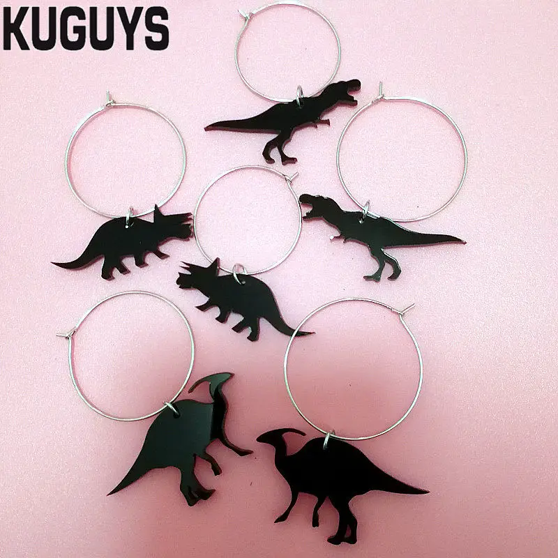 KUGUYS Black Dinosaur Earrings for Women Acrylic Jewelry Cut Funny Gift for Her Fun Novelty Accessories