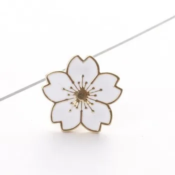 Korean Fashion New Collar Pin Wind Girl Beautiful Cherry Blossom Uniform Drop Oil Badge Small Flower Brooch Wholesale Sales