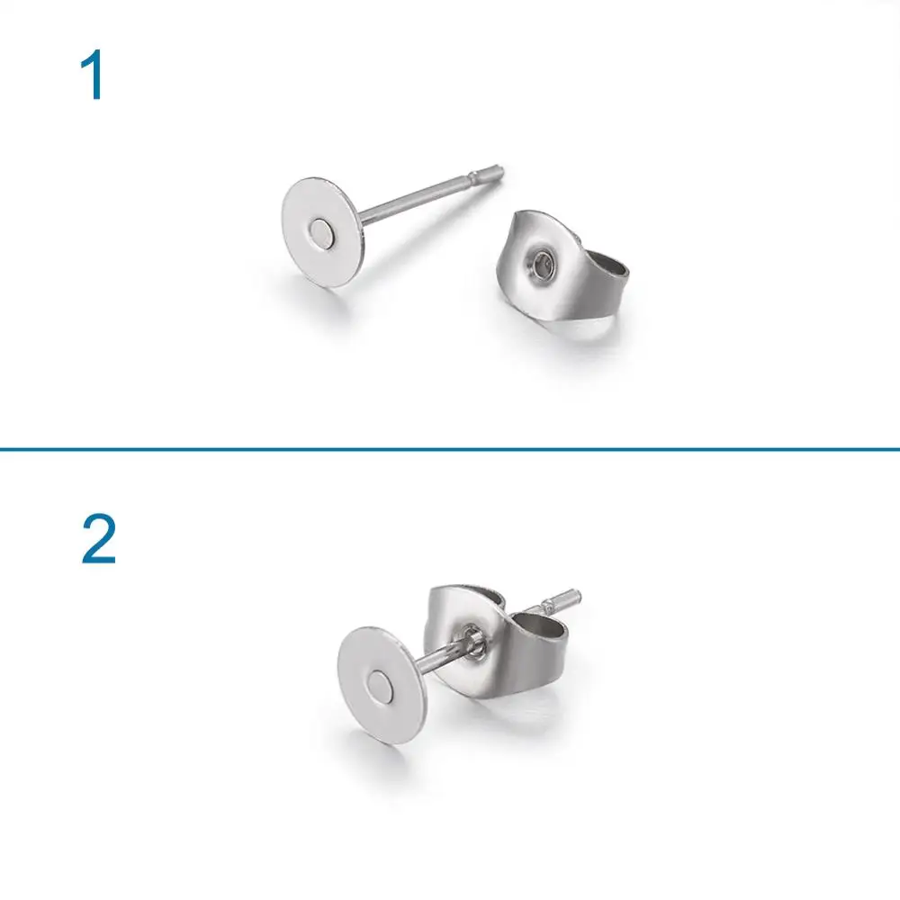 pandahall 304 Stainless Steel Ear Stud Components Jewelry Findings for DIY Earrings Size:12x5mm,12x6mm,12x8mm Pin: 0.7mm