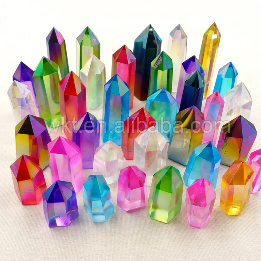 WT-G235 Wholesale custom Mixed colors Aura Crystal quartz Stone Natural aura spirit quartz point stone girlfriend gift