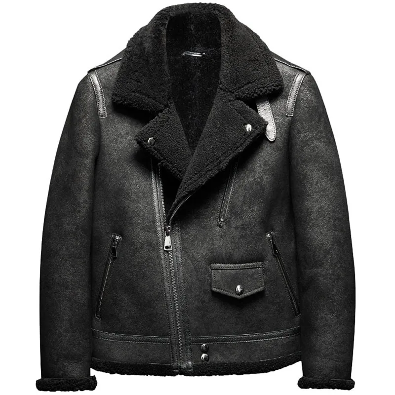 Denny&Dora B3 Men's Shearling Leather Jacket - Original Flying Jacket, Men's Fur Coat, Pilots Coat