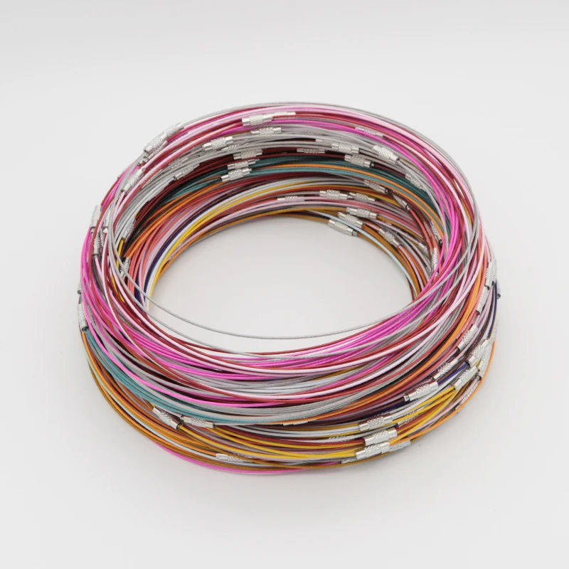 Lote de 10 unidades de Cable de acero de 1mm, cuerda de cadena, Gargantilla, collar, joyería DIY, hallazgos de cordones de 18 \