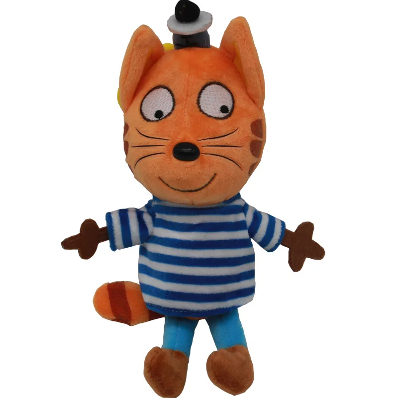 Muñecos de peluche de dibujos animados para niños, juguetes de animales suaves, Gato feliz, tres gatitos, ruso, 3 unids/lote