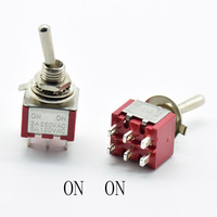 5Pcs Red Toggle Switch Mini MTS-202 ON/ON ON/OFF/ON DPDT Latching 2A 250VAC / 5A 120VAC 6 Pins With Solder Terminal waterproof