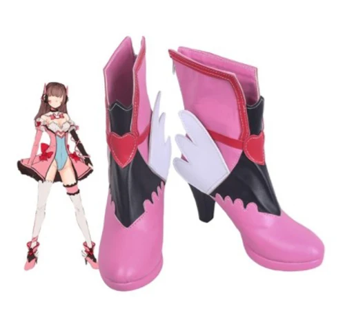 

Game OW Hana Song D.Va Pink Cosplay Shoes Boots Cosplay Costume Accessories For Women Shoes Custom Made Halloween