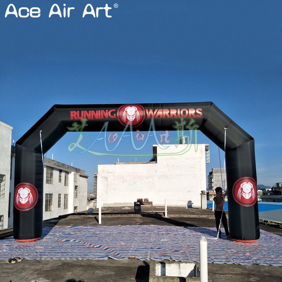 7x4m Black Inflatable Arch Athletic Sports Running Race Archway Ceremory Tower Gate Made by Ace Air Art