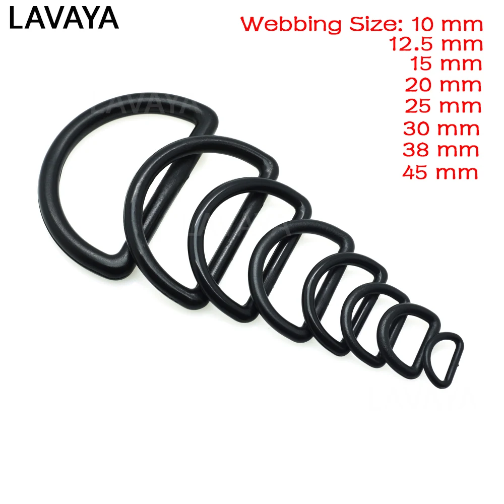 5pcs/lot  Plastic D Ring Buckles Webbing Size 10mm 12mm 15mm 20mm 25mm 30mm 38mm 45mm Black