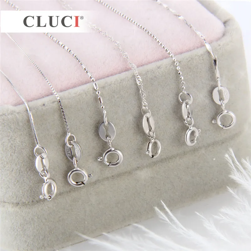 CLUCI Wome Necklace Solid 925 Sterling Silver Chain with Spring Clasp for Pendant SN008-SN023