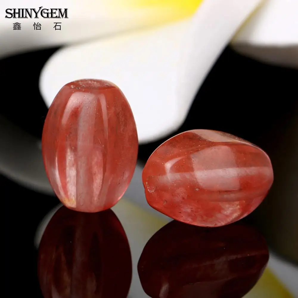 

ShinyGem 8*12mm Watermelon Crystal Beads Oval Drilled Pink Red Gem Stone Quartz Natural Stone Beads For Jewelry Making 20pcs/Lot