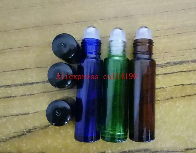 1000pcs/lot Free Shipping 10ml 1/3oz ROLL ON GLASS Perfume Bottle Fragrances ESSENTIAL OIL bottle Metal Roller Ball