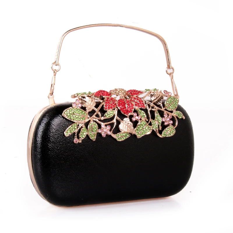 

Women Evening Bag leatherette All Seasons Wedding Event/Party Formal Minaudiere Rhinestone Snap Silver Black