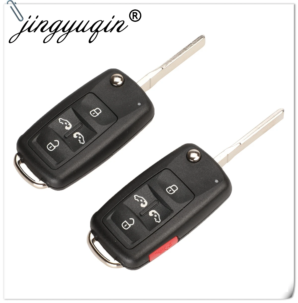 jingyuqin 2/3/4/5 Button Folding Remote Car Key Shell Flip Fob for VW Polo Golf MK6 Tiguan Touareg 202AD 202H 202Q