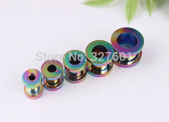 Wholesales 128pcs Mix 2-10MM  Mix 4 Color Body Piercing Jewelry Anodized Ear Plug Steel Flesh Tunnel