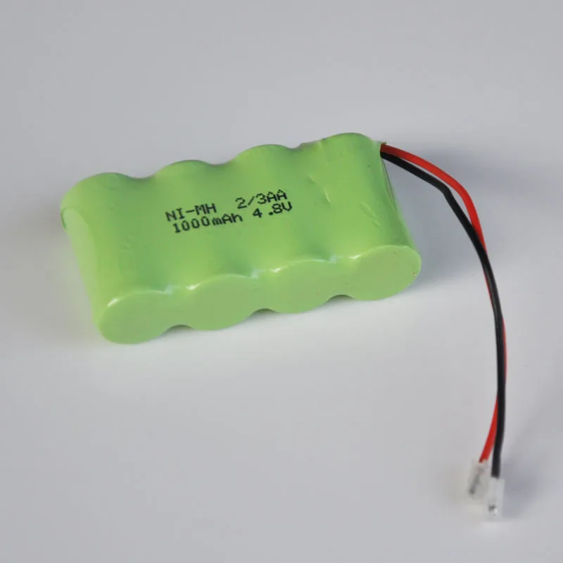 2pcs 4.8V rechargeable 2/3AA battery pack 1000mah 2/3 AA ni-mh nimh cell for RC toys cordless phone