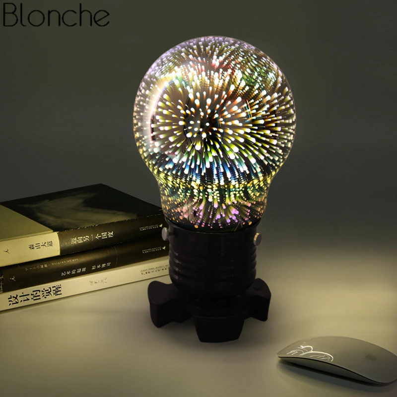 Colorful 3D Table Lamp Creative Glass Led Desk Light for Bedroom Bedside Lamp Night Lighting Fixtures Christmas Industrial Decor