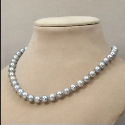 Jew3113 HUGE 10-11mm natural Australian south sea gray pearl necklace AAA