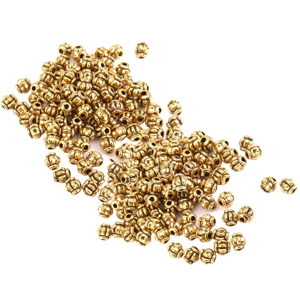 200 Pieces Wholesale Gold Alloy Pumpkin Loose Spacer Beads 4mm DIY Jewelry Making Findings Crafts