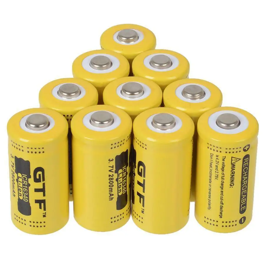 GTF 3.7V 16340 2800mAh baterie CR123A LR123A akumulator litowo-jonowy do latarki reflektor drop shipping