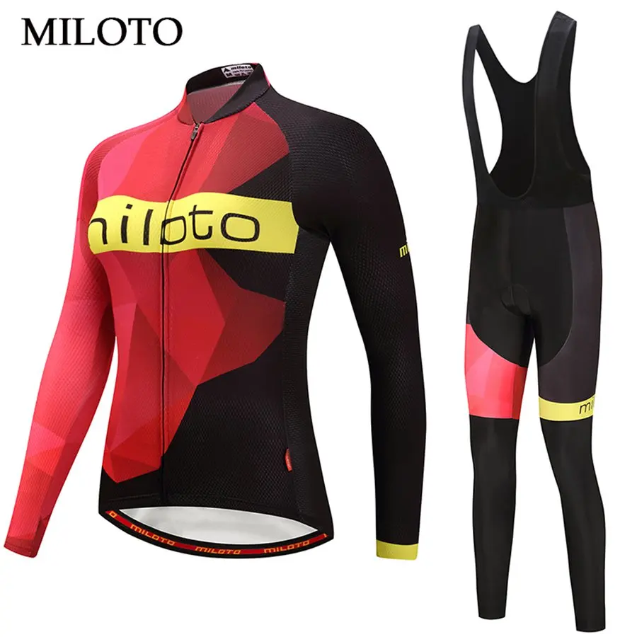 

Miloto Long Sleeve Cycling Jersey Women cycling clothing maillot ciclismo roupa ciclismo Gel pad Bib Shorts Cycling set