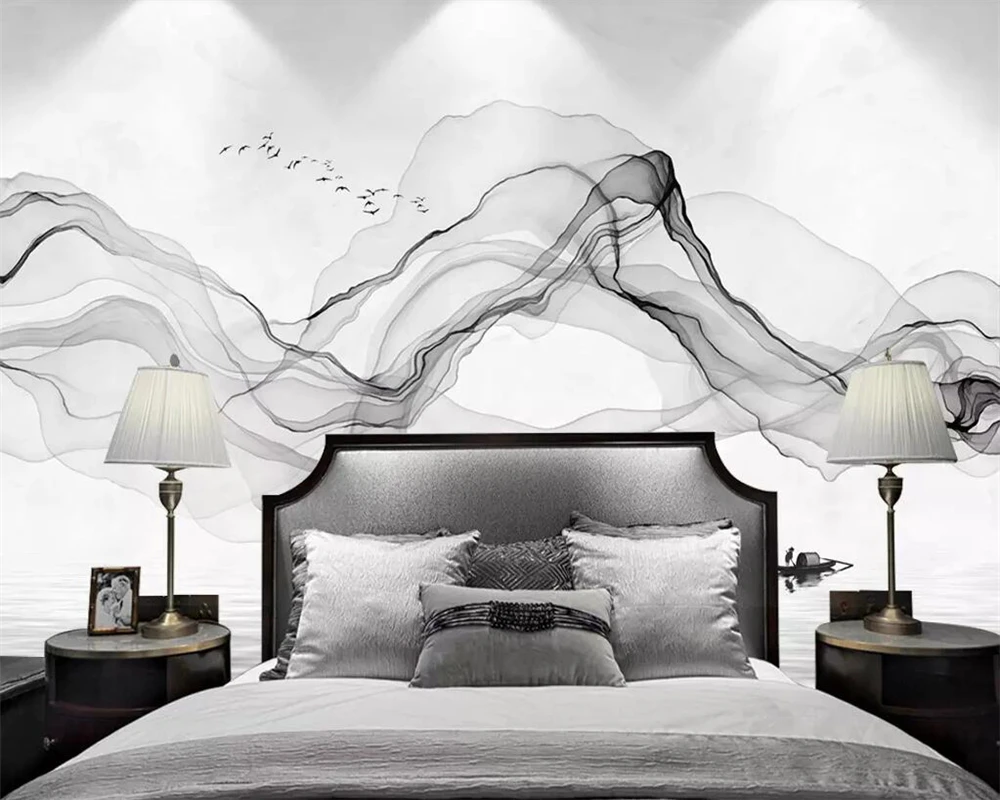 

Wallpaper mural abstract ink line smoke artistic landscape TV background wall paper home decoration mural 3d wallpaper